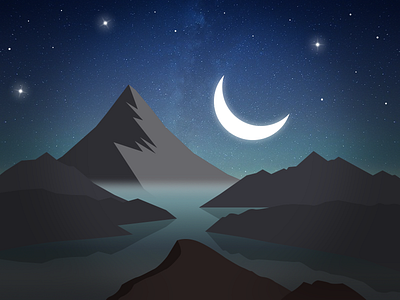 Night darkness moon mountains night sky star stars