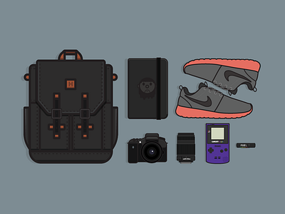 Summer Essentials camera canon dribbble invites essentials fuelband gameboy grid icons illustration invites nike photography