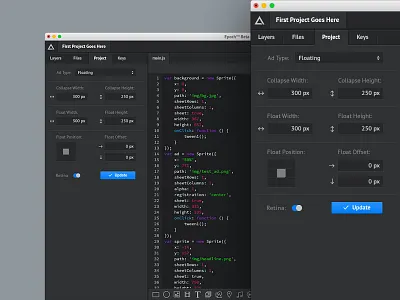 Project Settings adcade editor epoch project settings