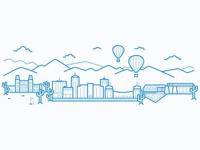 Scottsdale Skyline arizona buildings cactus city desert frank lloyd wright golf hot air balloons scottsdale skyline spring training