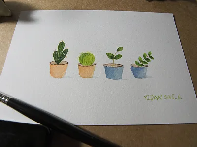 Cute Potted illustrator watercolor