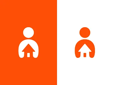 Home Logo branding home house human logo negative space orange person