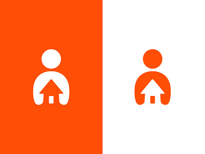 Home Logo branding home house human logo negative space orange person