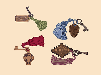 Hotel Keys - Grand Budapest Hotel grand budapest hotel illustration key keys tassles wes anderson