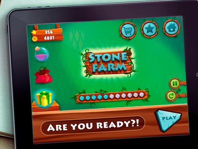 Stone Farm digital art game interface kids game