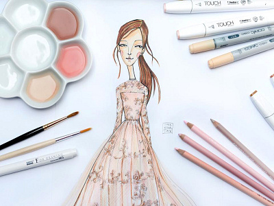 Valentino inspiration dress fashion illustration haute couture maison valentino