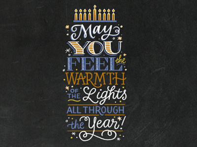 Feel The Warmth chalk chalkboard hand lettering hanukkah lettering