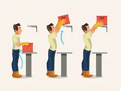 Watch your back box character design ergonomy illustration job worker