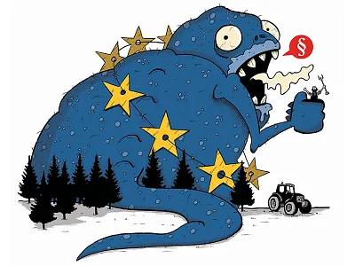 Bureaucracy Monster drawing illustration monster newspaper