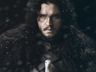 Jon Snow - Digital Painting digital game of thrones got hbo illustration knight painting photoshop realistic stark watc winterfell