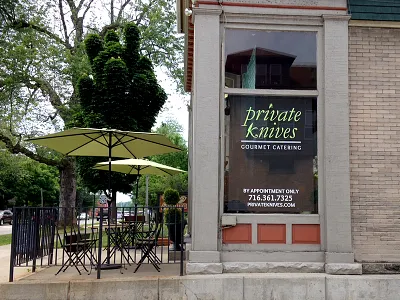 Private Knives branding logo store window