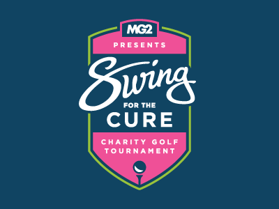 Golf tournament logo golf golf tournament gotham green identity lettering logo navy pink script