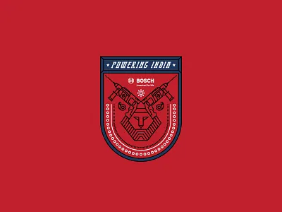 Power Tools Badge badge bangalore designer logo design india lion lion logo power tool shylesh