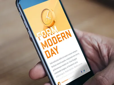 Article layout article author clean form image mobile news orange share typography ui ux