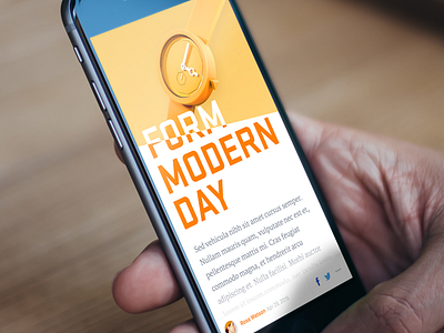 Article layout article author clean form image mobile news orange share typography ui ux