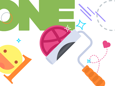 One Invite Giveaway 2015 dribbble dribbbleinvite icon invite paint roller smile sticker