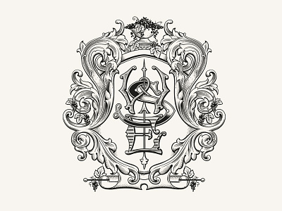 Swiss Wine Export Monogram classic crest decorative design handdrawn lettering logo monogram retro typography vintage wine