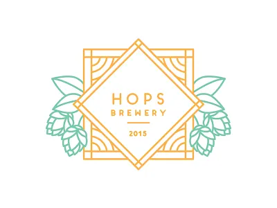 Hops Brewery Label branding color design drawing illustration illustrator label lines logo logotype mark vector