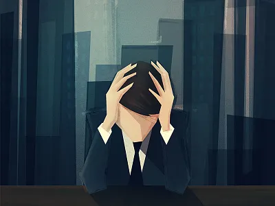 City Stress blog buildings character city design desk editorial flat illustration landscape lighting texture