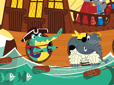 Animal Pirates 1 aligator cartoon elephant gator pirates silly vector