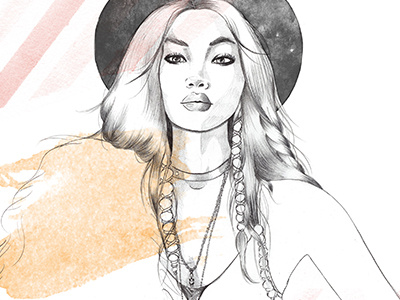 good vibes only digitalart earthtones fashion fashionillustration illustration mixedmedia portrait tribal watercolor