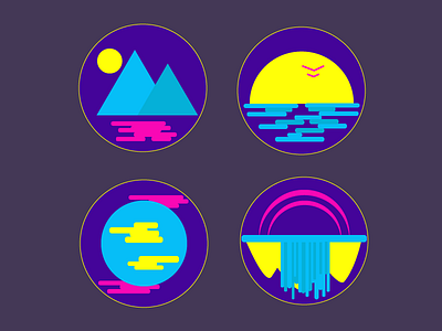 Strange icons design flat icons landscape