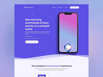 Pure Sound - Email Notifications Page ai alert audio tech design efficiency email email management illustration modern ui multitasking notifications time management ui design user experience user interface ux design voice assistant voice mail web design web ux