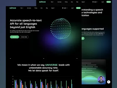 Speech-to-Text API Web Design ai automation tool ai powered transcription api landing page conversion focused ux data visualization futuristic ui gradient ui innovative ux interactive web elements minimalist typography modern saas web design speech recognition ui speech to text ai structured ux flow tech saas ui ui animations user experience uxui motion design web aesthetics web design