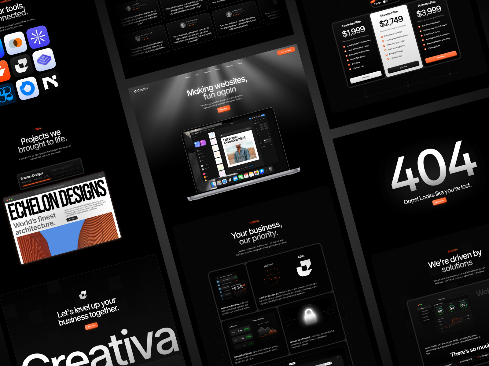 Creativa Framer Template agency darkmode framer high converting landing page minimal template web design