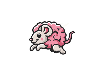 Mouse Brain Logo animal brain brand branding cartoon comic cute design funny graphic design illustration logo mascot modern mouse smart technology vector