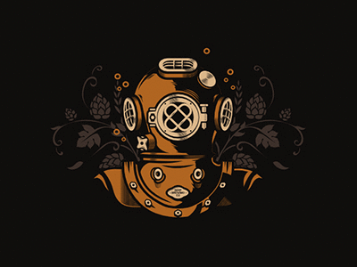 Deep Brewing Co. beer brewery brewing deep diving helmet logo old sea vintage