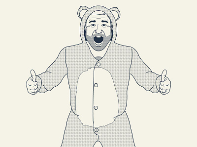Meta Barry bear bear suit dumb fun illo illustration lines meta screenprint