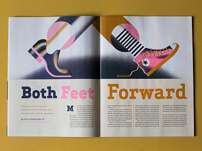 Both Feet Foward - [Full Project] byu converse editorial illustration feet grain illustration magazine shoes texture walk