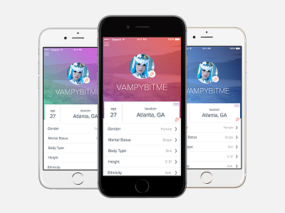 Gradients Case Study dating gradients icons ios iphone profile sketch ui