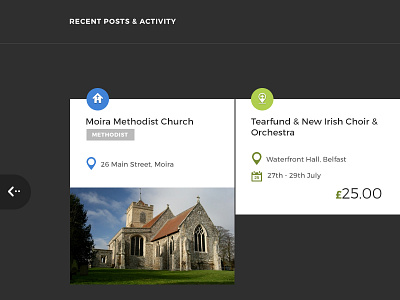 Activity slider cards carousel church dark directory events grey hub posts slider