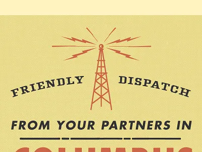 Radiotower illustration lightning radio tower typegraphy