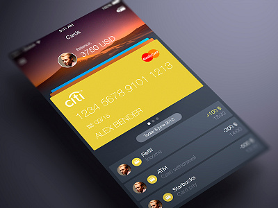 Finance App UI Cards app crds dark finance friends ios social timeline ui ux