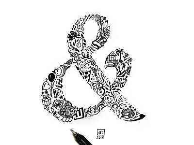 Ampersand doodle drawing illustration sketch