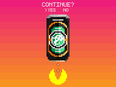 Continue? Yes/No arcade art beer brookyln craft design illustration packman pixel pixelart retro videogames