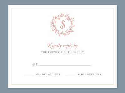 Tim & Natalie RSVP handdrawn hoefler logo wedding