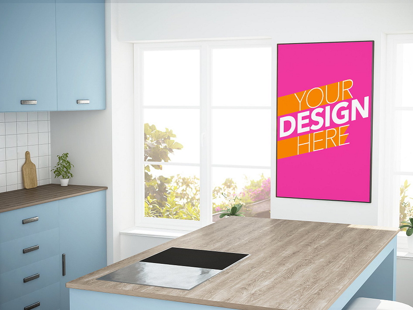 Poster at Kitchen Mockup by McLittle Stock on Dribbble