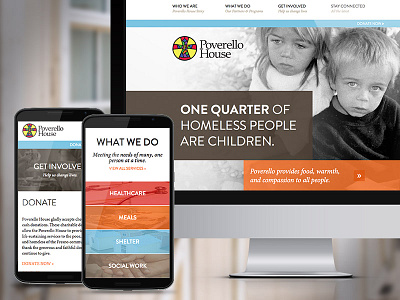 Poverello House Website charity homeless poverty responsive web design shelter soup kitchen ui design