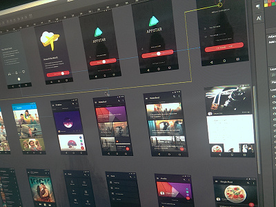 WIP Dark Material Ui Designs board designs flow material designs screens ui