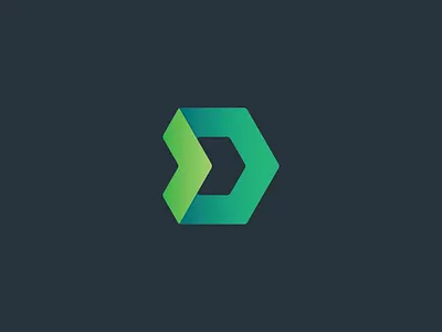 D' Hexagon d gradient green hexagon icon logo mark