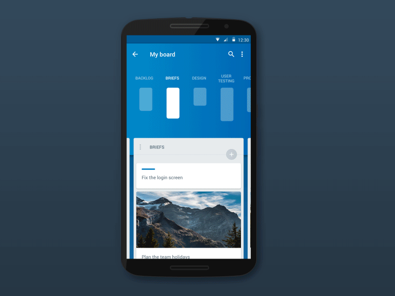 Trello Navigation android app cells dots gallery list material navigation photo trello