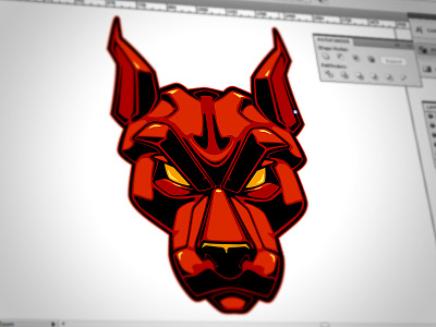 Dog head WIP 2 doberman dog head illustrator lineart look mean vector wip