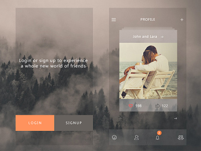 Friends App UI flat friends login modern