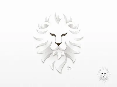 leo experiment head icon leo light lion logo mark paper powerful shadow white