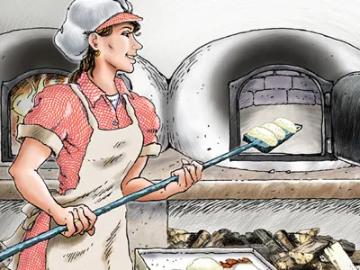 A Merendeira backery brand mascot