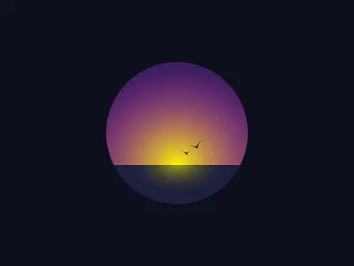 Sunset badge bird circle icon sunset
